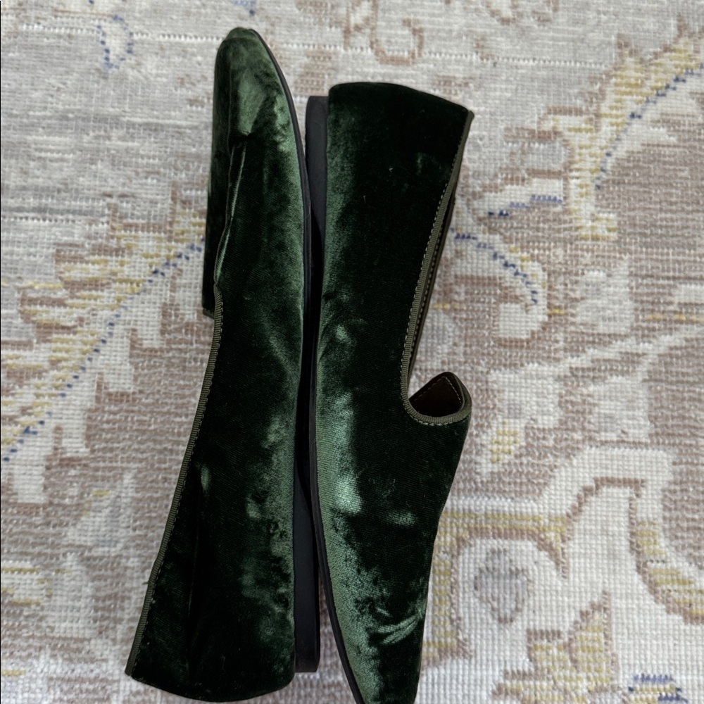 Birdies The Heron forest green velvet flats size 7.5 - Picture 3 of 8